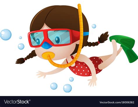 Little Girl Diving Under The Sea Royalty Free Vector Image