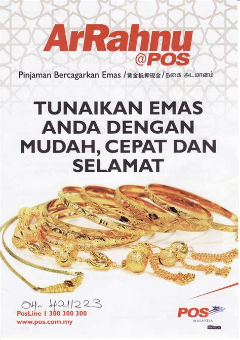 Only gold and jewelry made of gold can be pawned. Semenanjung Emas: Ar-Rahnu Pos Malaysia