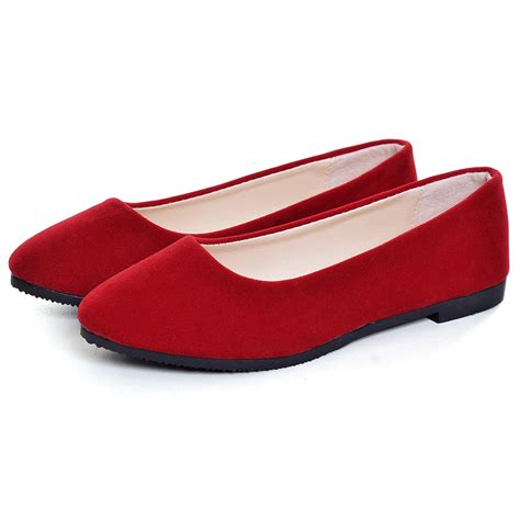 Stunner Women Cute Slip On Ballet Shoes Soft Solid Classic Pointed Toe Flats Red 40 Ad Ballet