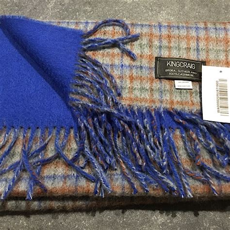 100 Cashmere Check Blue Reversible Kingcraig Fabrics