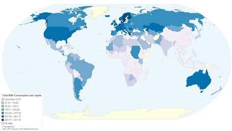 Map Of Milk Consumption And Lactose Intolerance Around The World