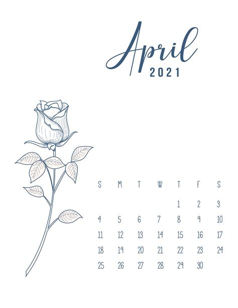 Floral April 2021 Calendar Printable Free This Post May Contain