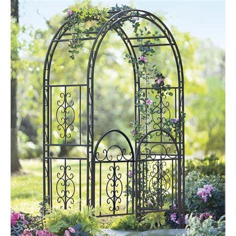 Plow And Hearth Montebello Decorative Garden Arbor Trellis With Gate