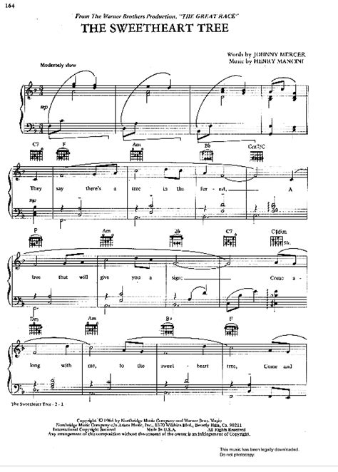 The Sweetheart Tree Klavier Gesang And Gitarre Pdf Noten Von Henry Mancini In F Dur Fbd 35291