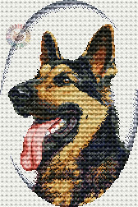 German Shepherd Cross Stitch Pattern Dog Colorful Art Diy Etsy