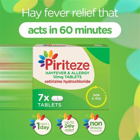 Piriteze Antihistamine Allergy Relief Tablets Cetrizine Ocado