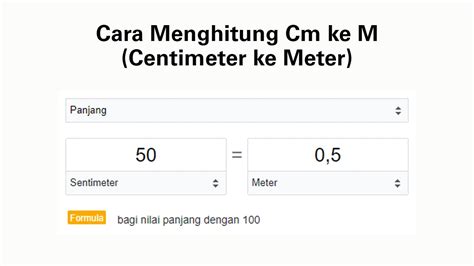 Cara Menghitung Cm Ke M Centimeter Ke Meter