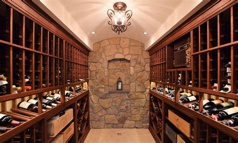 Beautiful Wine Cellar Design Stone Walls With Tile Floors And Custom