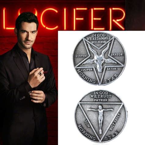Satanic Lucifer Morning Star Badge Coin Cosplay Props Unisex Halloween
