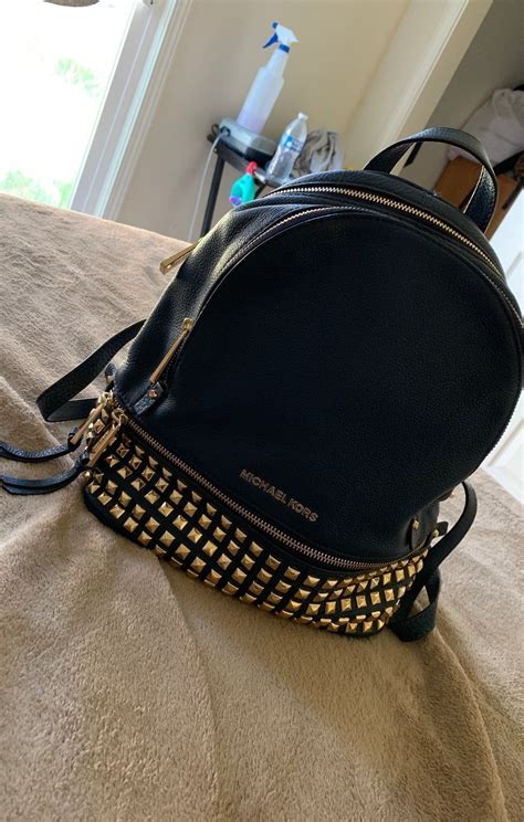 Michael Kors Rhea Navy Studded Backpack Posted Before But Wasnt Able