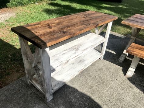 Solid wood design accepts stain beautifully and paints up nicely; Rustic Wooden Buffet Table, Rustic Console Table ...