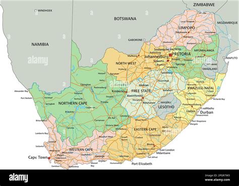 South Africa Highly Detailed Editable Political Map With Labeling