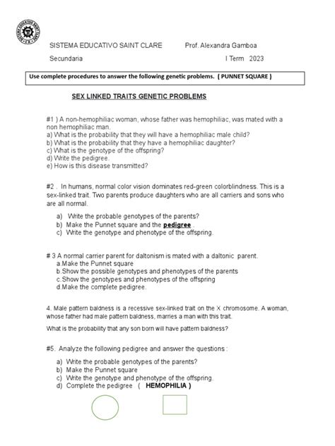 Sex Linked Traits Genetic Problems Pdf