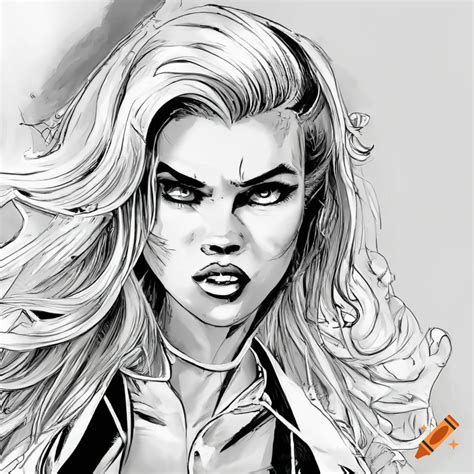 Comic Book Art Of A Woman With Long Blond Hair