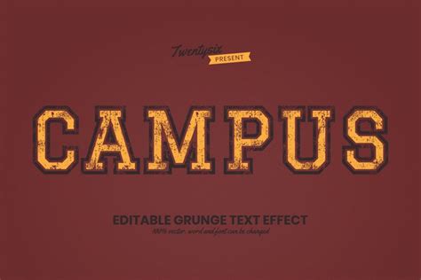 Campus Grunge Sport Font Effect Style Editable