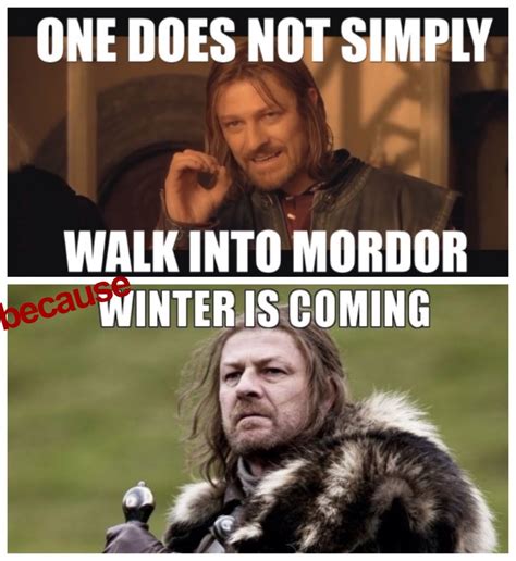 One Does Not Simply Walk Into Mordor Because Winter Is Coming