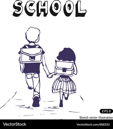 Boy And Girl Go To School Royalty Free Vector Image