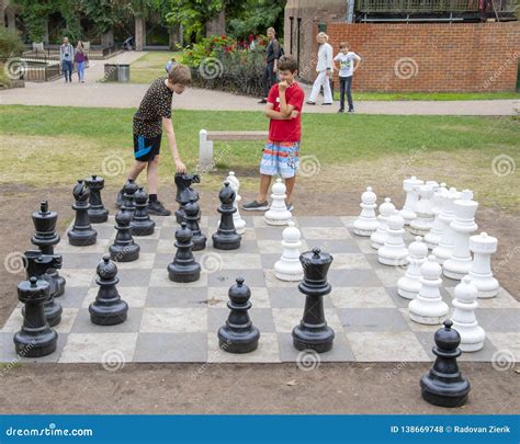 Two Young Boys Playing Outdoor Chess Editorial Stock Photo Image Of