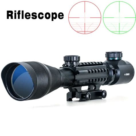New C4 12x50 Tactical Optical Rifle Scope Red Green Dual Illuminated W