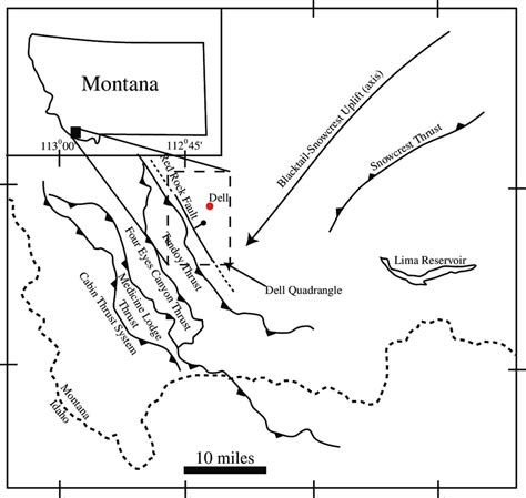 Map Of Structural Elements Within The Dell Mt Area With Inset Map