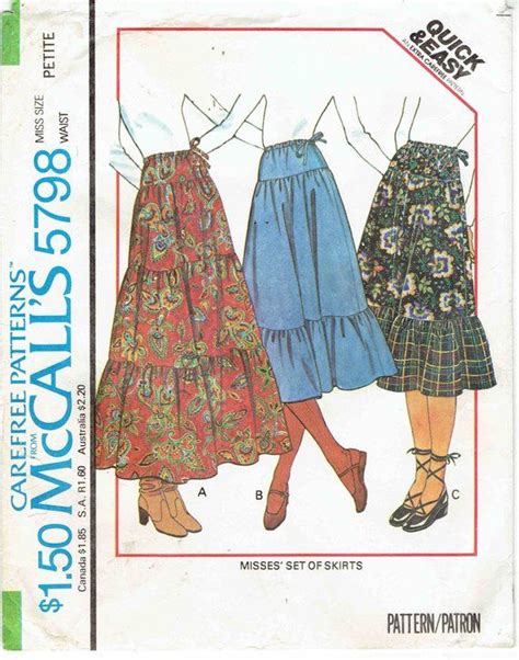 Tiered Ruffled Prairie Skirt Pattern Mccalls 5798 Size Etsy Skirt