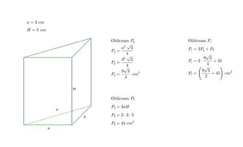Pole Powierzchni Graniastos Upa Prawid Owego Tr Jk Tnego W Kt Rym