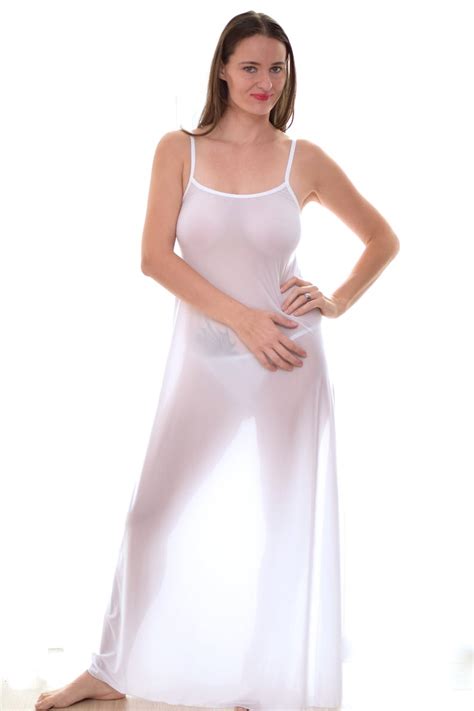 White Sheer Nightgown See Through Lingerie Ankle Length Nightgown Sheer Lingerie Long