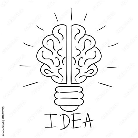 Drawing Idea Light Bulb Concept Creative Design Vector Idea Lamp