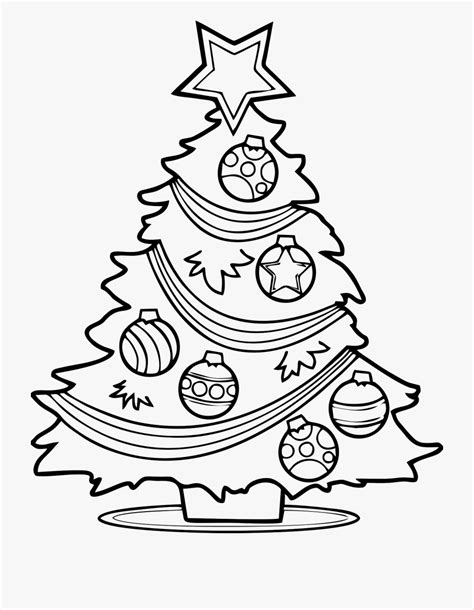 Free Christmas Tree Coloring Page Printable - Xmas Clipart Black And