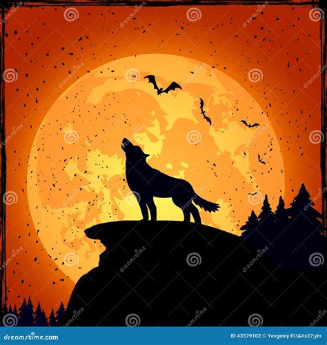 Halloween Background With Wolf Stock Vector Image 43579102