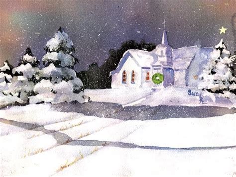Suzy Pal Powell Watercolors Collages And Sketches Christmas Church