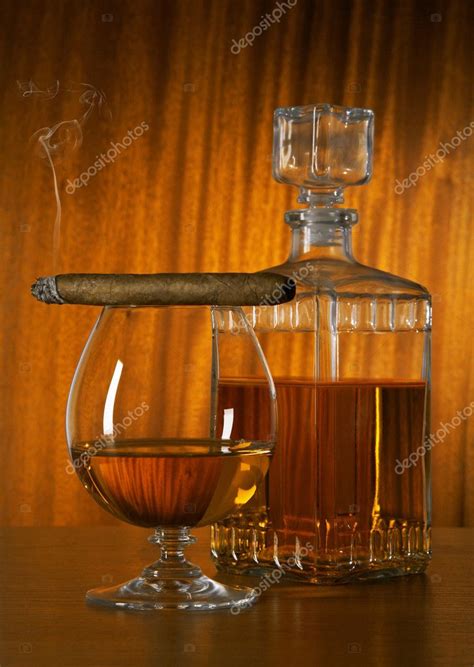 Glass Of Whisky With Cigar — Stock Photo © Krasyuk 3080468
