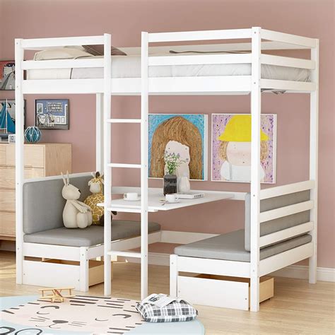 Merax Twin Loft Bed With Desk Futon Bunk Bed With Desk And