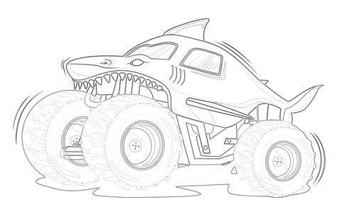 Shark Monster Truck Coloring Page Mimi Panda