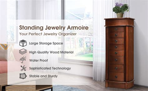 Giantex Jewelry Armoire Cabinet Stand With 8 Drawerstop
