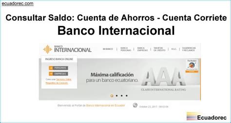 ¿cómo Consultar El Saldo De Una Cuenta Banco Internacional Ecuadorec