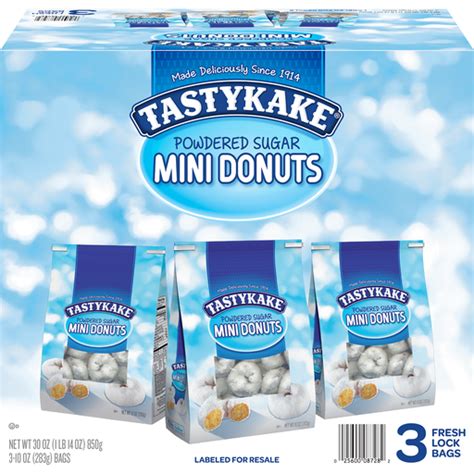 Tastykake Powdered Sugar Mini Donuts 3 10 Oz Bags Shop Needlers
