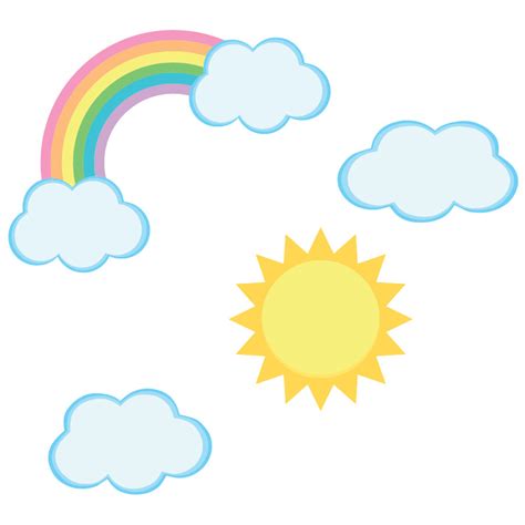 Rainbow Clouds And Sun Window Sticker Pack Stickerscape