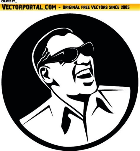 Ray Charles Circular Sticker Vector Free Download