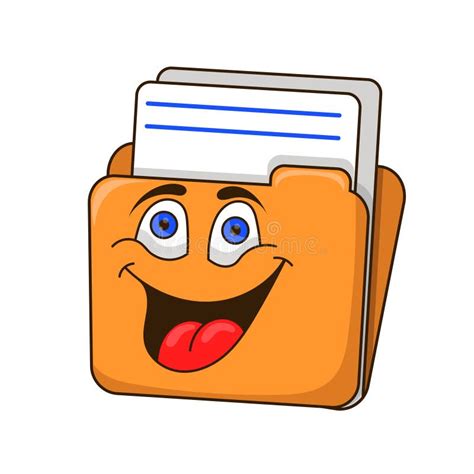 Folder With Documents Smiling Cartoon Stock Vector Illustration Of