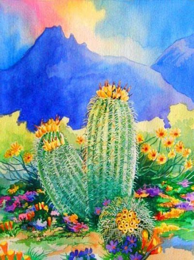 Barrel Cactus In Arizona Desert Cactus Paintings Cactus