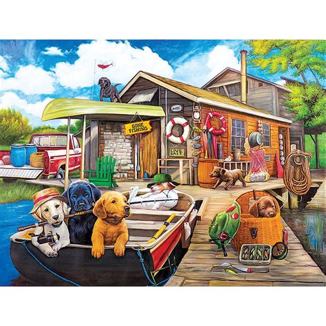 Gone Fishing 500 Piece Giant Jigsaw Puzzle Bits And Pieces