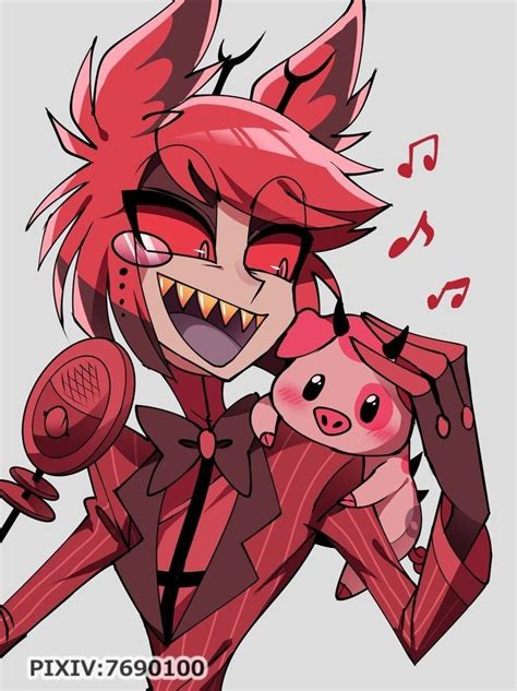 An Anime Character Holding A Pig With Music Notes On It S Ears And Mouth