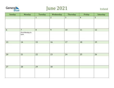 Ready to print, this calendar is absolutely free. June 2021 Calendar - Ireland