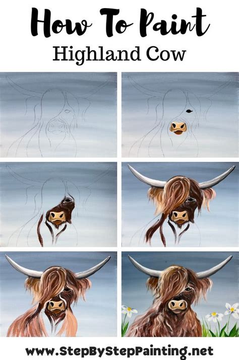 Highland Cow Painting Step By Step Acrylic Online Tutorial In 2022