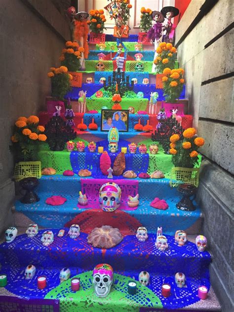 Feliz Dia De Los Muertos From Mexico City Sugar Skulls Line The Steps