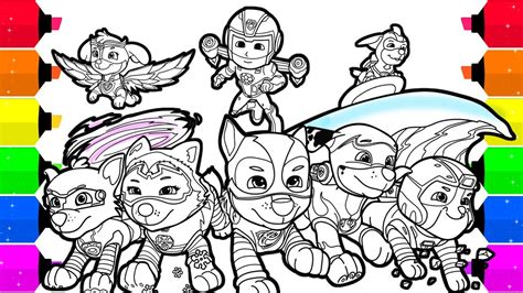 Paw Patrol Mighty Pups Coloring Pages For Kids Youtube