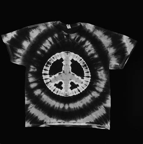 Peace Sign Tie Dye T Shirt Black And Grey Tie Dye Hand Dyed Etsy