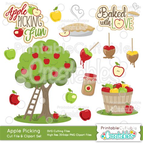 Apple Picking Svg Cut File And Clipart Embellishment Set