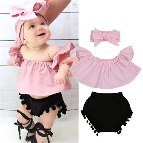Pudcoco 3pcs Summer Cute Baby Girls Fashion Outfit Newborn Baby Girl